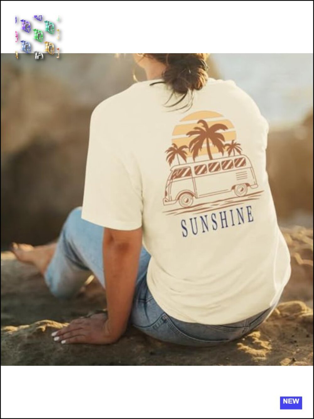 Women's Hawaiian Beach Tropical Short Sleeve Graphic Tee - Picture 4 of 6